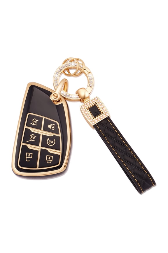 for Chevy Key Fob Cover with Keychain 6 Buttons Soft TPU Car Keys Shells Compatible with 2021 2022 Chevy Suburban Tahoe GMC Yukon Key Fob Protector