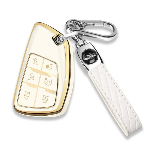 for Chevy Key Fob Cover with Keychain Soft TPU Protection Case Compatible with 2021-2025 Chevy Tahoe Suburban GMC Yukon Denali Silverado 6 Buttons