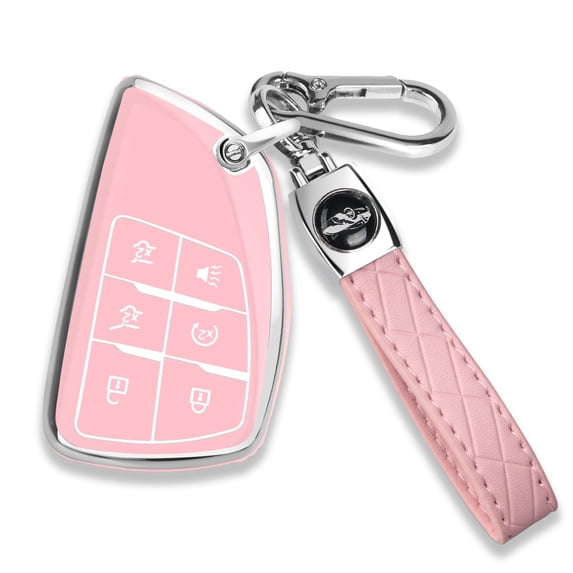 for Chevy Key Fob Cover with Keychain Soft TPU Protection Case Compatible with 2021-2025 Chevy Tahoe Suburban GMC Yukon Denali Silverado 6 Buttons