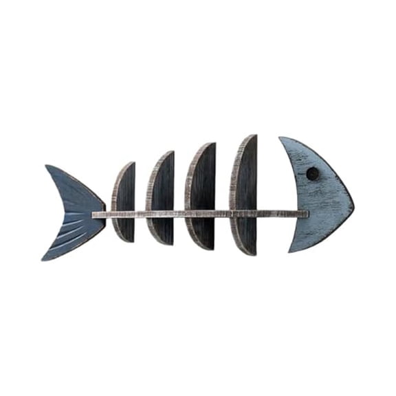 for Coastal Blue Fishbone Wooden Floating Shelf: Charm for Every Room!