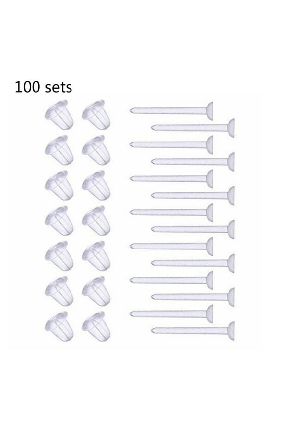 for Creative 100 Set Clear Earrings Ear Studs Piercing Retainers for Women Men