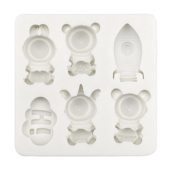 for Creative Spaceship Astronaut Shape Fondant Cake Silicone Mold Pastry Chocolate Mould Candy Ice Cube Mold DIY Baking