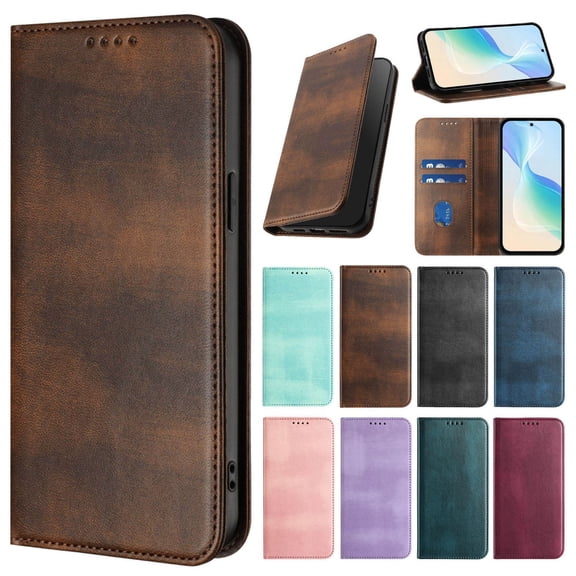 for Cricket Magic 2 5G Phone Case Wallet protective case leather Cover with magnetic closed cBrownit card slot shockproof protection phone case