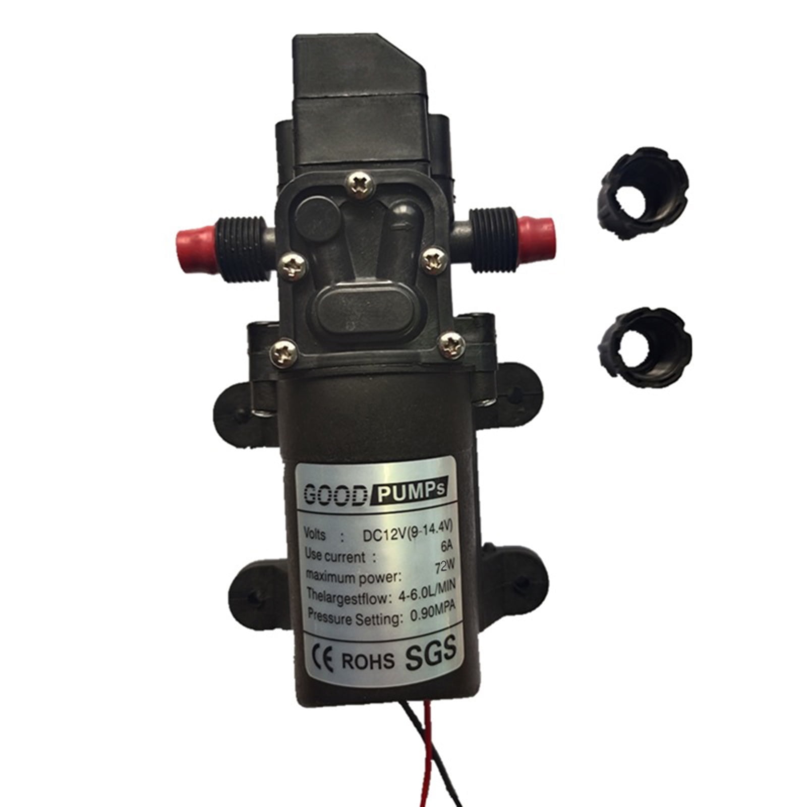 for DC 12V 130PSI 6L/Min Water High Pressure Diaphragm Self Priming Pump 72W