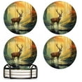 for Deer Drink Coasters with Holder,NonSlip Coasters Set of 4,Ceramic