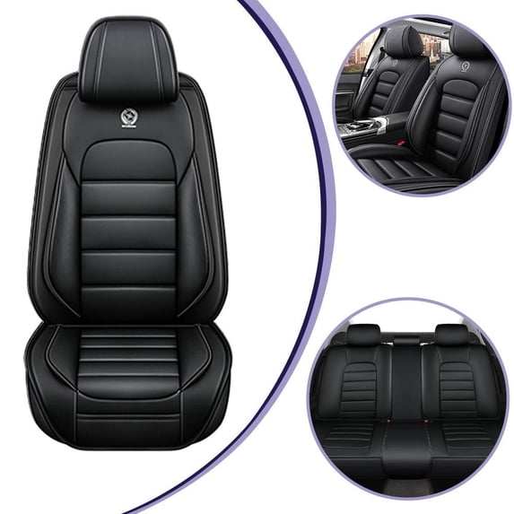 for FORD ESCAPE 2025 Car Seat Cover, Black Car Seat Covers, PU Leather 5 Seats Full Set With Lumbar Support Non-slip, Protect Car Seats