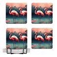for Flamingo Stylish Ceramic Coasters for Drinks with Holder,Set of 4