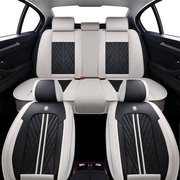 for Ford Focus 2017 Interior Seat Covers Waterproof Leather Spill Protection OEM Inspired Fit Comfortable Ride Airbag Compatible, 4-Door Sedans Only
