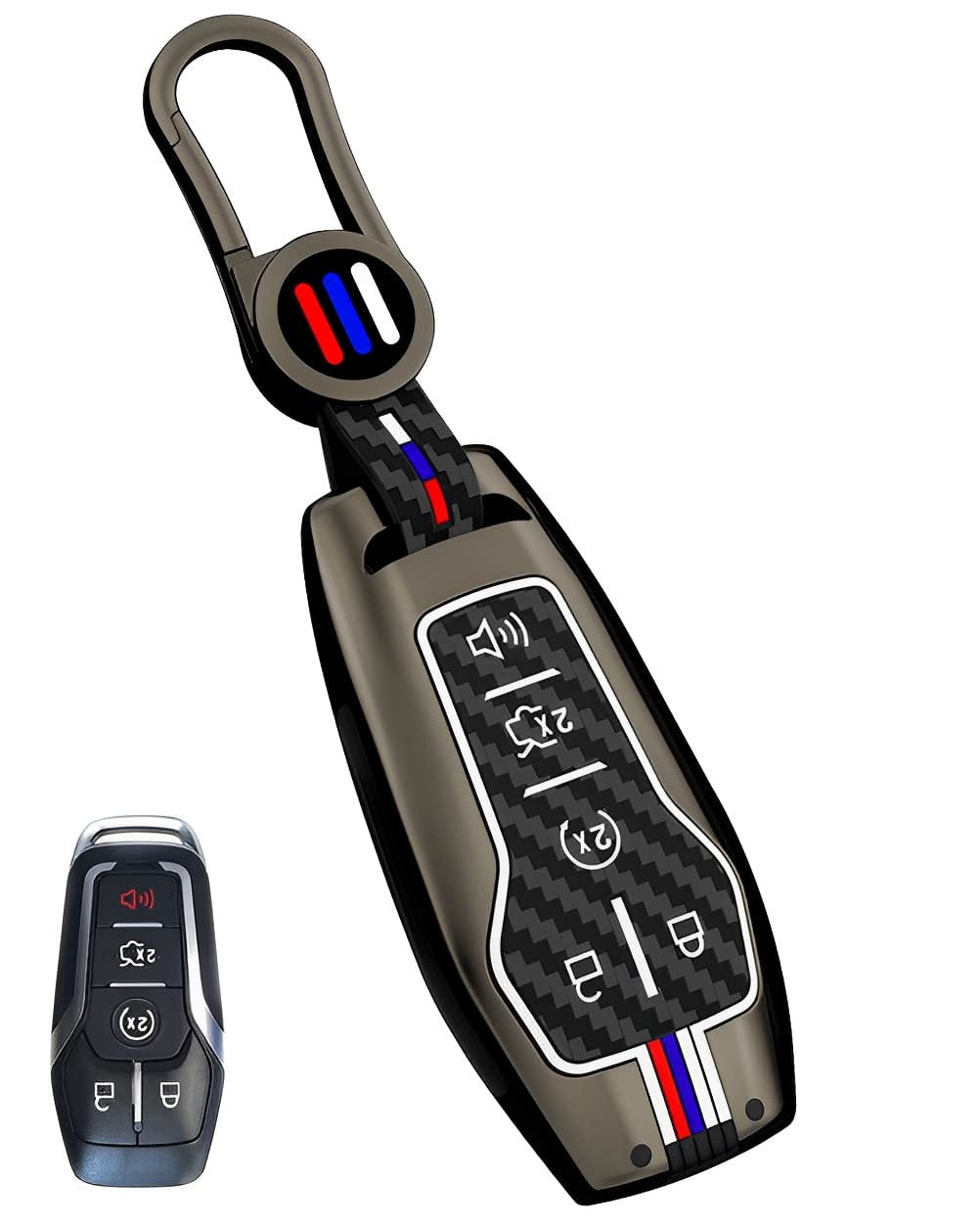 for Ford Key Fob Cover Case, Metal Shell Car Smart Key Holder keychain Compatible for Explorer Mustang F150 Edge Fusion Lincoln MKZ MKC