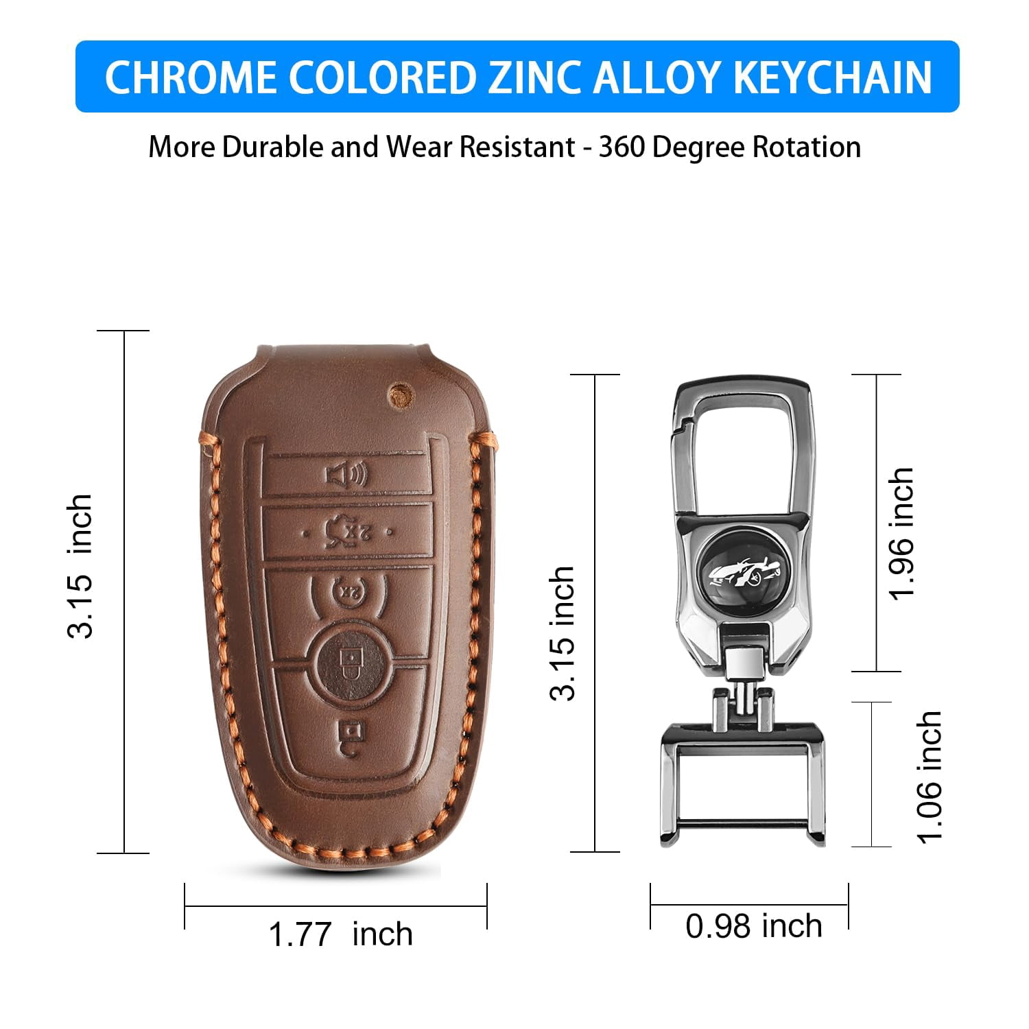 for Ford Key Fob Cover,Leather Key Shells Compatible with Ford Explorer Bronco Escape Expedition Edge F150 Fusion Mustang Ranger Lincoln 5 Buttons