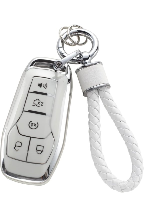 for Ford Key Fob Cover with Keychain, Soft TPU Key Case Protection Fit for Edge Escape Expedition Explorer Fusion Mustang Ranger Smart Key
