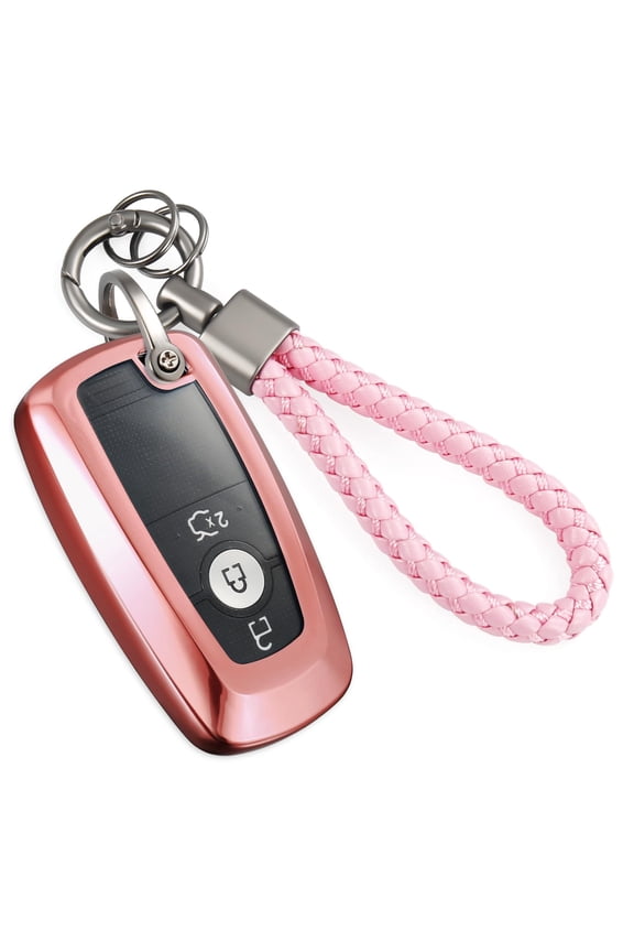 for Ford Key Fob Cover with Nylon Webbing Keychain, Fashionable Matte Metallic Soft Case for for Fusion Mustang F150-350 Edge Explorer Lincoln etc.