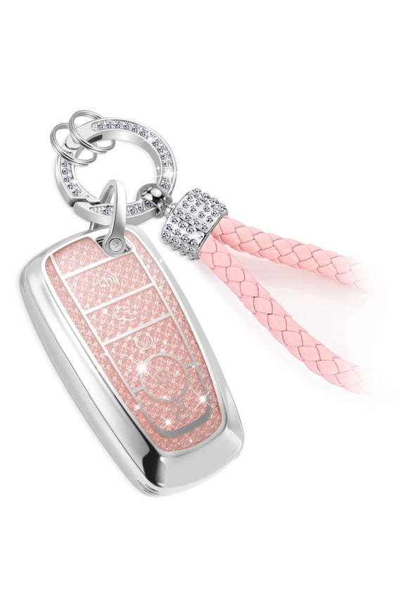 for Ford Key Fob Cover with Nylon Webbing Keychain, Fashionable Matte Metallic Soft Case for for Fusion Mustang F150-350 Edge Explorer Lincoln etc.