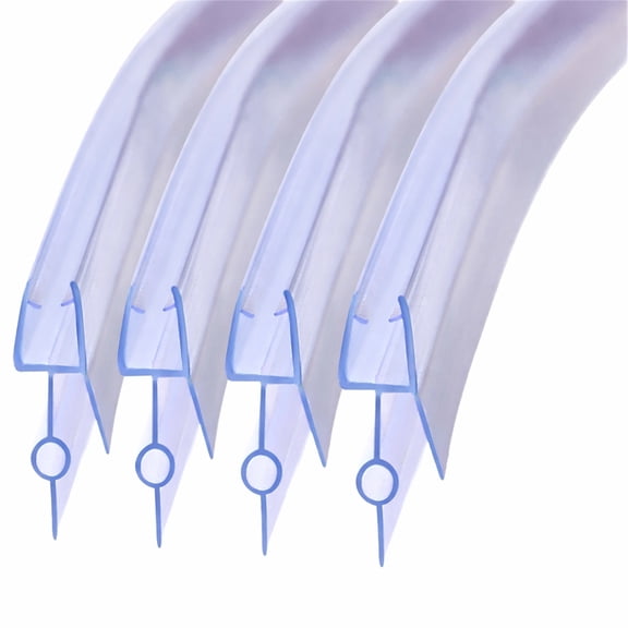 for Frameless Curved Shower Door Bottom Seal Strip 4 Pack 40CM Total Length 160cm 63inch PVC Shower Glass Door Water Barrier Soft Lip 16mm