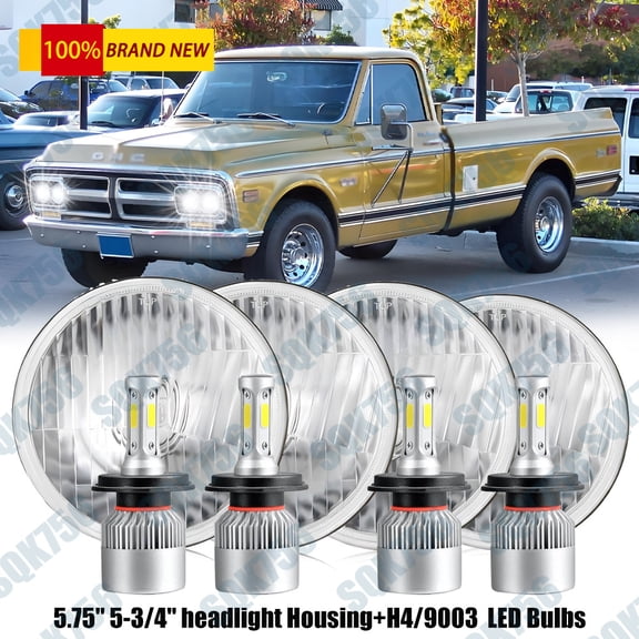 for GMC C15/C1500 1961-1972 Pickup C2500 5.75" 5-3/4" Round LED Headlights 4PCS