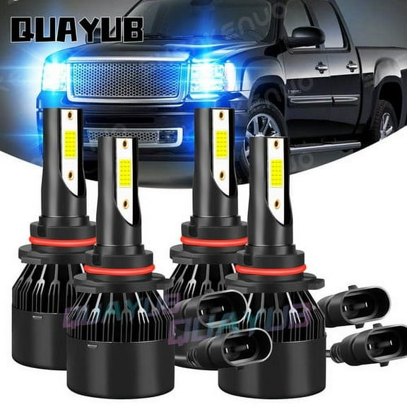 for GMC Yukon Denail 2001-2006 4x Ice Blue LED High/Low Beam 9005 9006 Headlight Bulbs