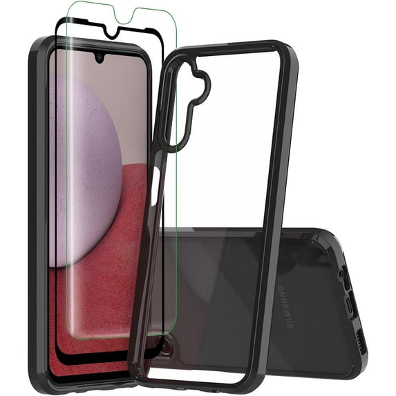 for Galaxy A14 5G Case Samsung A14 5G Case with 2* Screen Protector Premium Clear Back Panel + TPU Bumper Cover for Samsung Galaxy A14 5G(YKL Black)