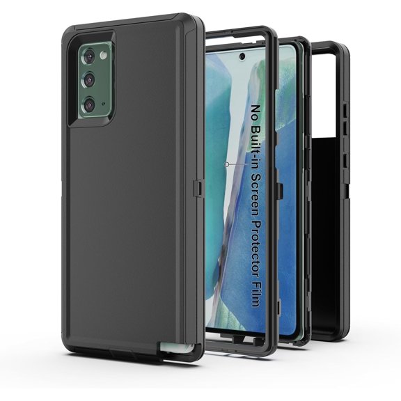 for Galaxy Note 20 5G Case, Heavy Duty Protective Case with [3 Layers] Rugged Rubber Shockproof Protection Cover for Samsung Galaxy Note 20(Black)