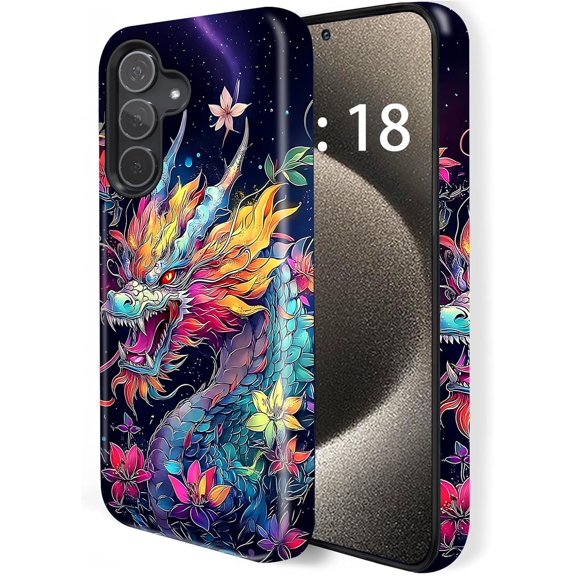 for Galaxy S25 Case,Hard PC Heavy Lightweight Shockproof Protective Phone Cover for Samsung Galaxy S25 (6.2") 2025, Colorful Chinese Dragon