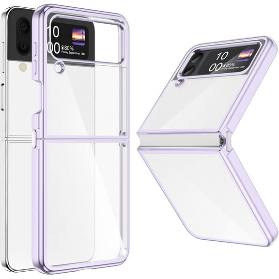 for Galaxy Z flip 3 Case, Z flip 3 Case Clear Slim Thin Transparent Shockproof Hinge Soft TPU flip3 Phone Case Cover (Purple)