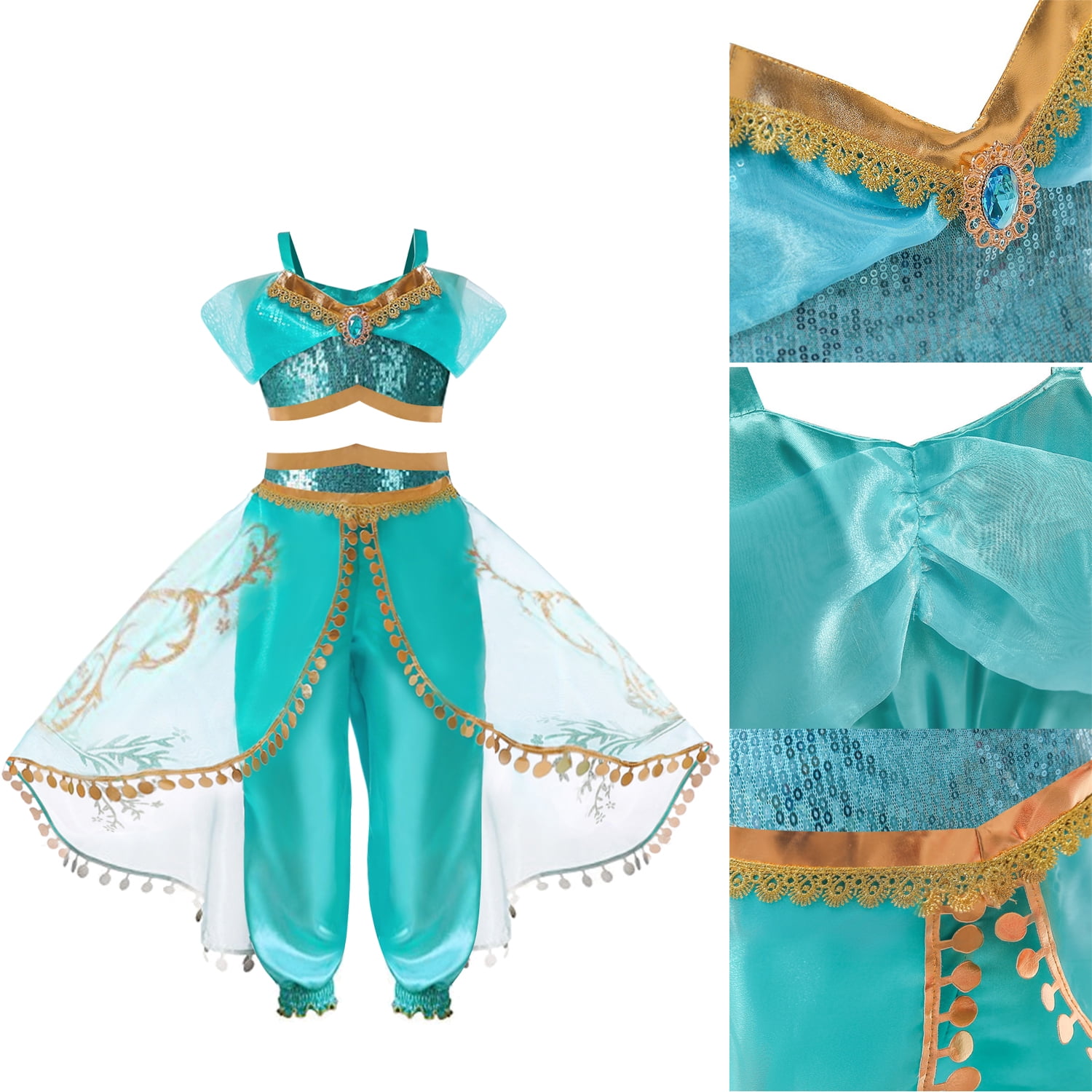 strapless open back dress Kids Princess Jasmine Inspired Dress for Girls – SkipStars
