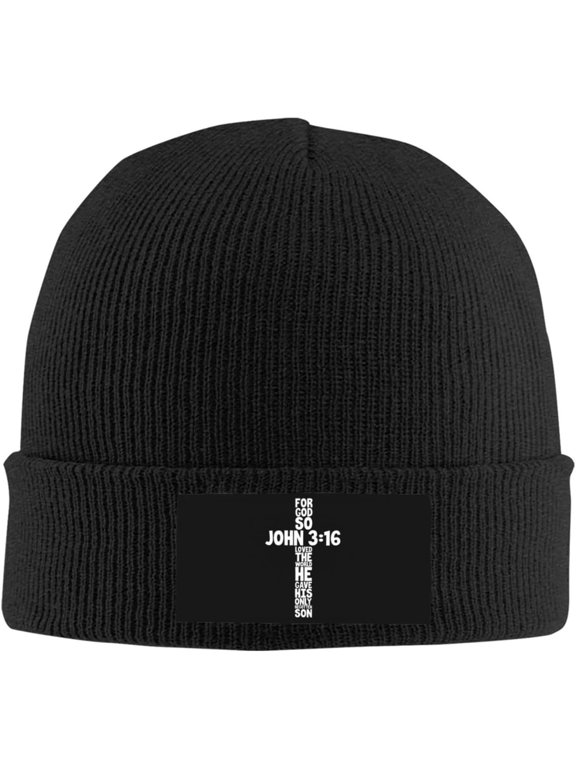 for God So Loved The World John 3:16 Christian Beanie Hat Men Knit Skull Cap Women Winter Hat Knitted Hat Black