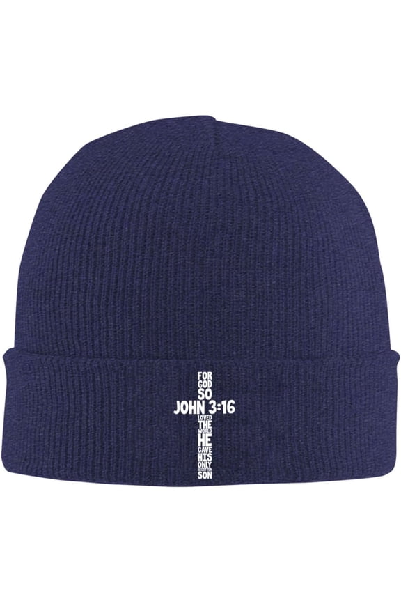 for God So Loved The World John 3:16 Christian Beanie Hat Women Men Knit Skull Cap Winter Knitted Hat Slouchy Hat Black