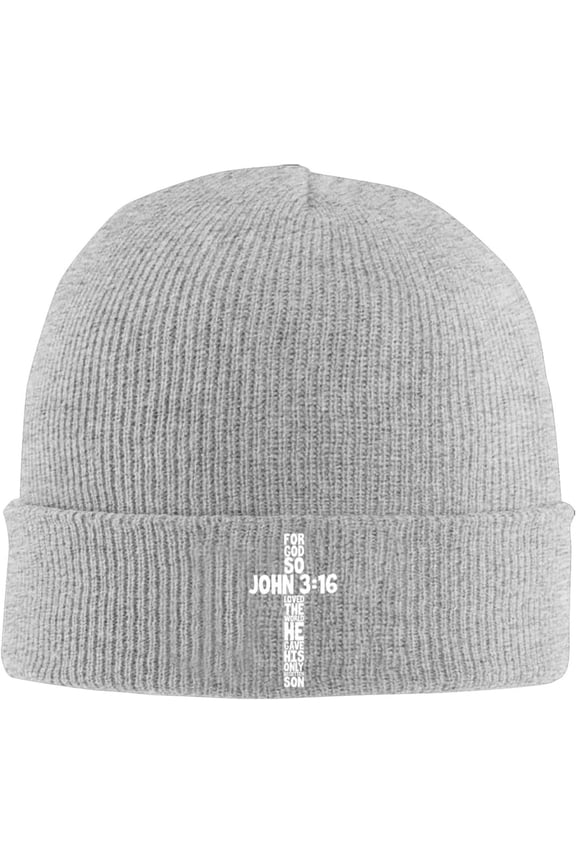 for God So Loved The World John 3:16 Christian Beanie Hat Women Men Knit Skull Cap Winter Knitted Hat Slouchy Hat Black
