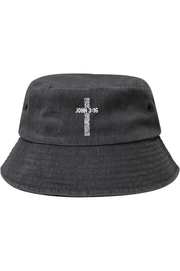 for God So Loved The World John 3:16 Christian Bucket hat Men Cowboy Fisherman Hat Women Summer Packable Sun Hat Black
