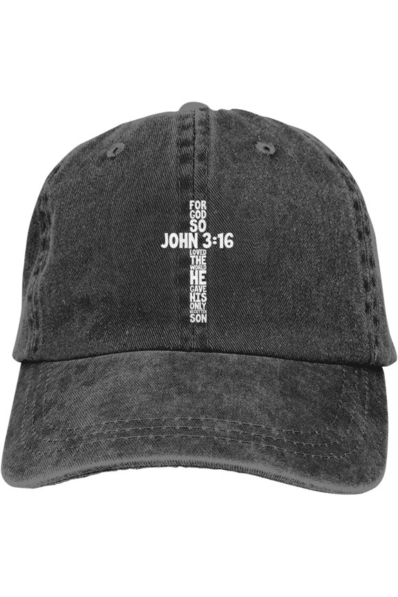 for God So Loved The World John 316 Christian Men Baseball Cap Vintage Washed Sun Baseball Cap Black
