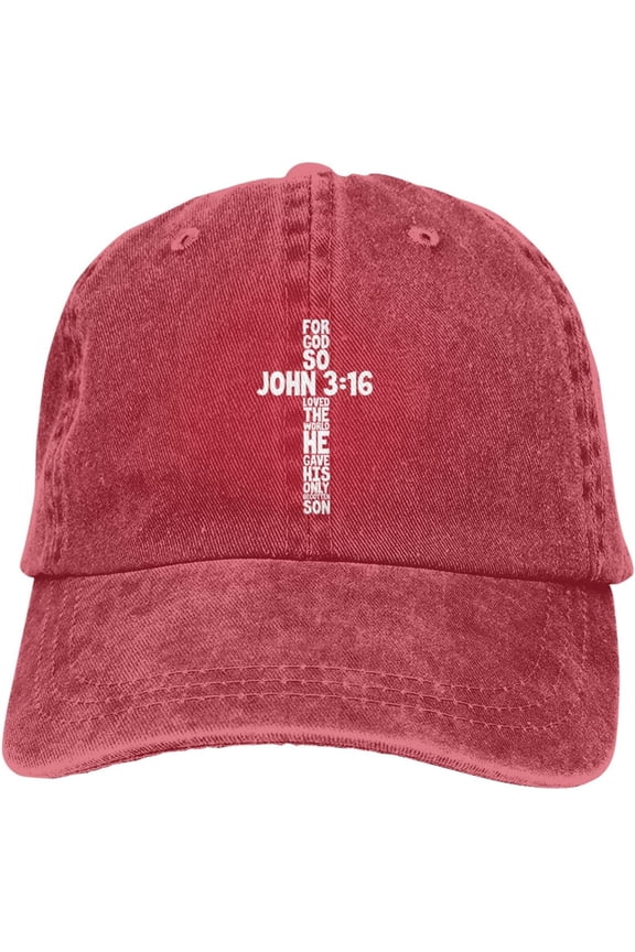 for God So Loved The World John 316 Christian Men Baseball Cap Vintage Washed Sun Baseball Cap Red