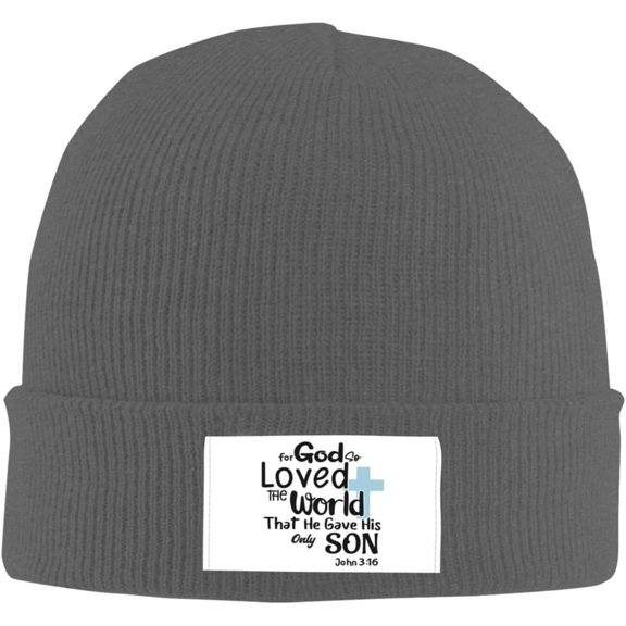 for God So Loved The World That He Gave His Only Son John 3:16 Beanie Hat Women Men Knit Hat Slouchy Skull Cap Black