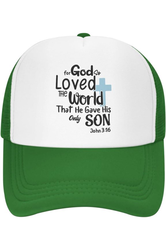 for God So Loved The World That He Gave His Only Son John 3:16 Gift Mesh Trucker Hat Men Baseball Hats Dad Hats Black
