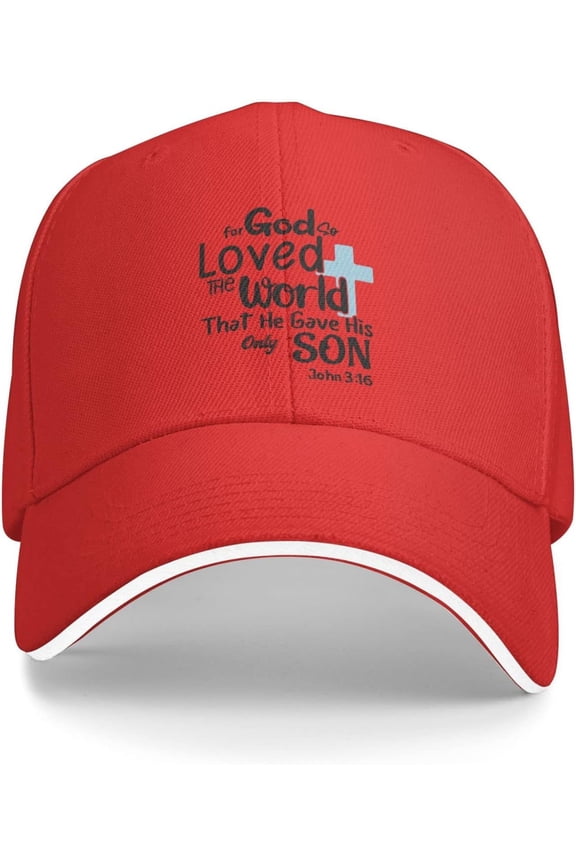 for God So Loved The World That He Gave His Only Son John 3:16 Snapback Hat Baseball Hats Trucker Hats Baseball Cap Red