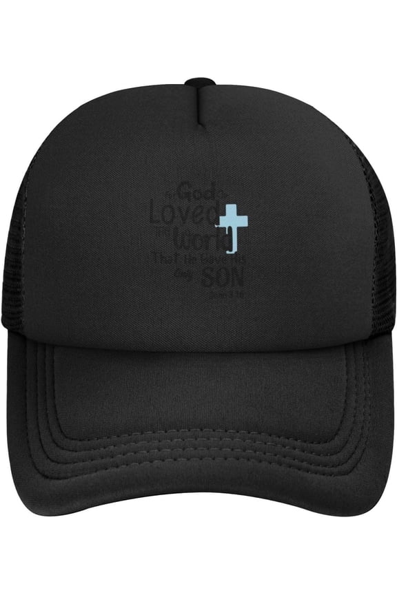 for God So Loved The World That He Gave His Only Son John 3:16 Trucker Hat Mesh Baseball Cap Men Women Dad Hat Black