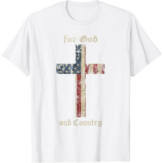 for God and Country Cross American Flag Faith US Patriotic T-Shirt