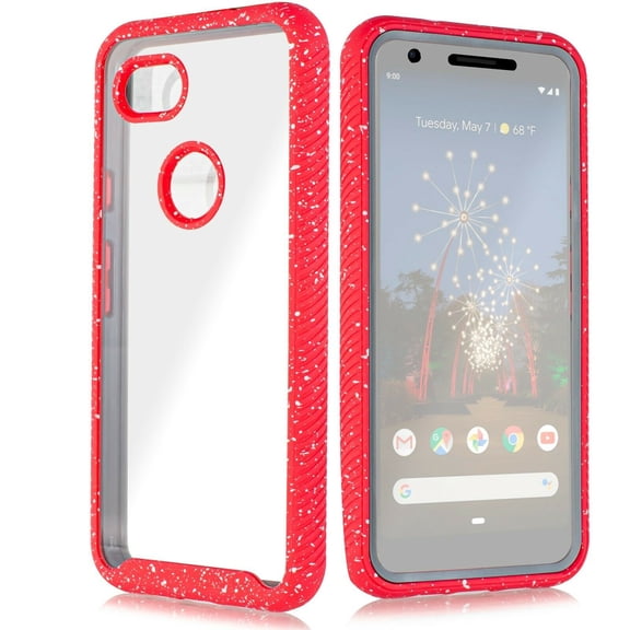 for Google Pixel 3A Clear Case Phone Case Dual Layer Full-Body Rugged Clear Back Case Drop Resistant Shockproof Case with Built In Screen Protector