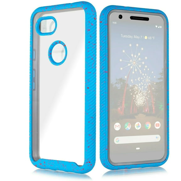 for Google Pixel 3A Clear Case Phone Case Dual Layer Full-Body Rugged Clear Back Case Drop Resistant Shockproof Case with Built In Screen Protector