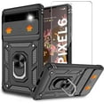 thumbnail image 1 of for Google Pixel 6 Case with HD Screen Protector, Build in 360° Rotating Ring Kickstand [Military Grade] Protective Case for Pixel 6, Black, 1 of 7
