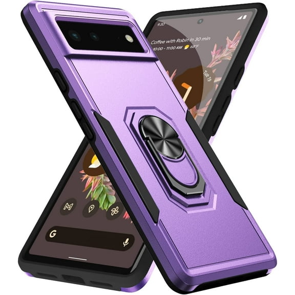 for Google Pixel 6 Case with Kickstand  Magnetic Ring Rugged Protective Military Grade Shockproof Case for Pixel 6 Phone Case (Violet)