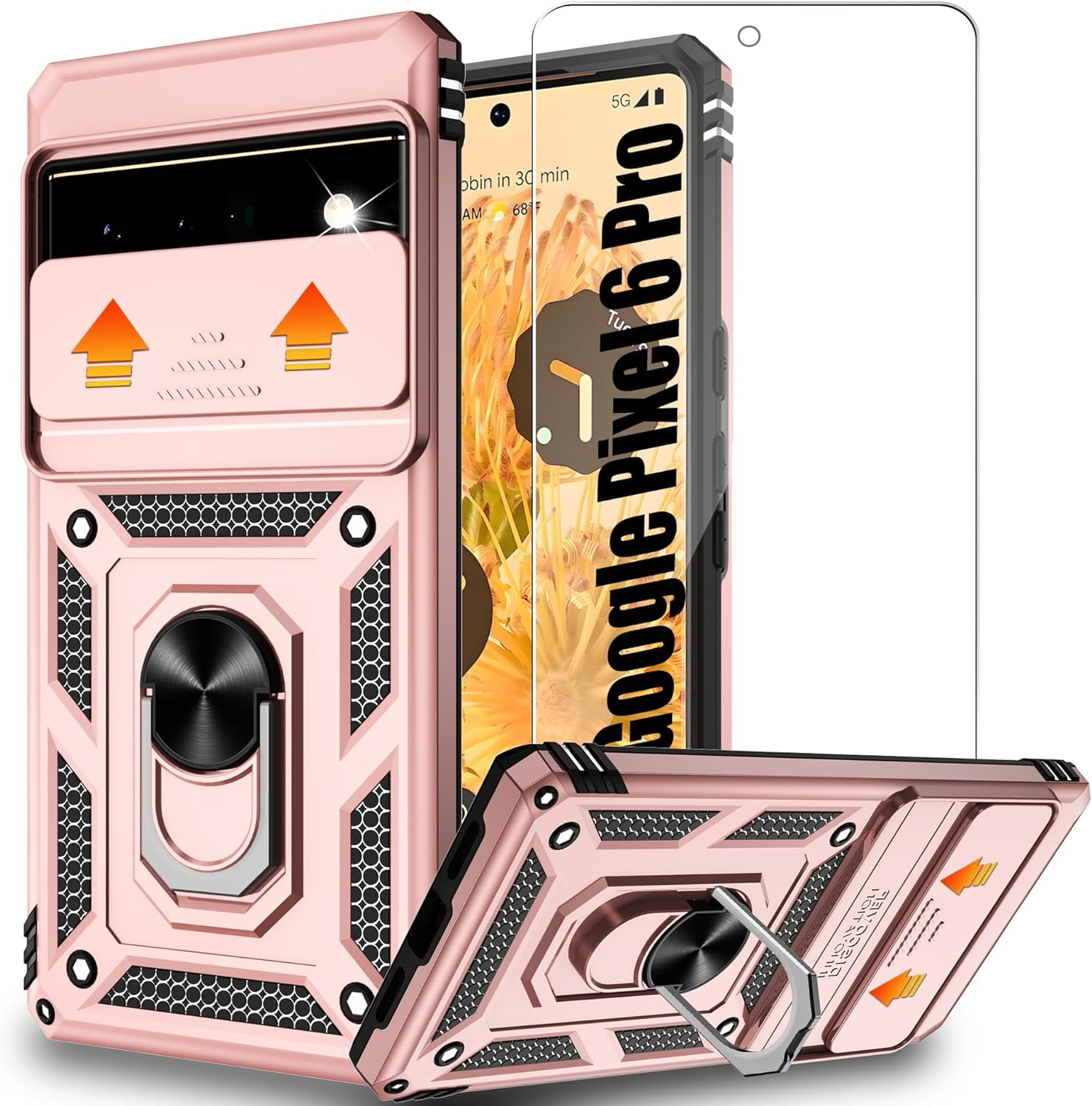 for Google Pixel 6 Pro Case , Build in 360° Rotating Ring Kickstand