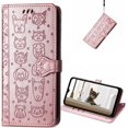 thumbnail image 1 of for Google Pixel 6A Wallet Case, Cat Dog Cartoon Cute Style with ID Card Holder PU Leather Flip Phone Cover Case for Google Pixel 6A MG Rose Gold, 1 of 14