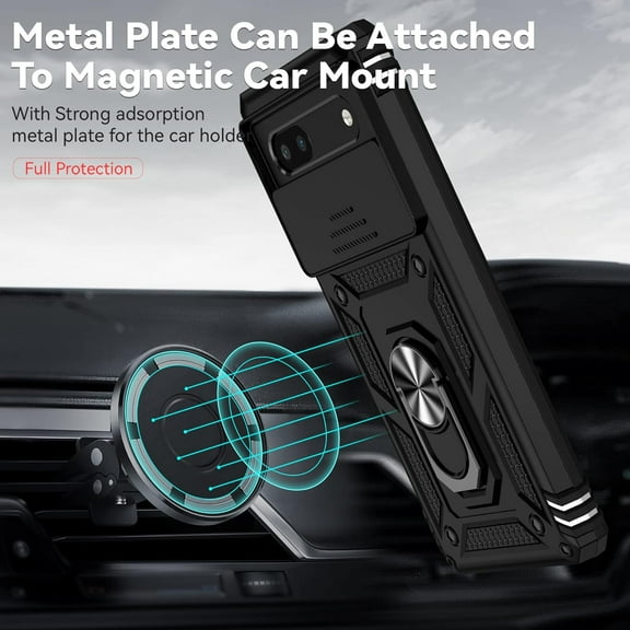 for Google Pixel 6a Case,Pixel 6a Case,[Military Grade] 16ft.Drop Tested Cover with Magnetic Kickstand Protective Case for Pixel 6a, Black