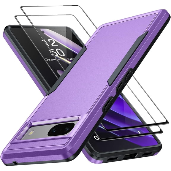 for Google Pixel 7a Case, [3 in 1] Pixel 7a Case with[10FT Military Grade Defense][Heavy Duty Protection] Google Pixel 7a Phone Case (Purple)