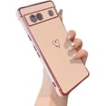 thumbnail image 1 of for Google Pixel 7a Case,Cute Plating Edge Love Hearts Pattern with Camera Lens Protection Phone Cover for Google Pixel 7a 6.1 inch,Pink, 1 of 15
