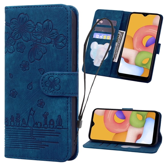 for Google Pixel 8 Case, Flower Embossed PU Leather Shockproof Magnetic Flip Cover Card Holders Wallet Purse Phone Case for Google Pixel 8, Blue