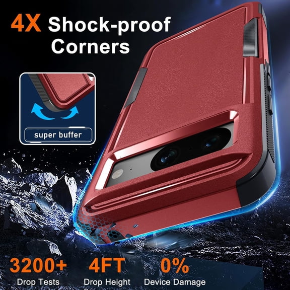 for Google Pixel 8A Case, Full Body Heavy Duty Rugged Shockproof Protective Phone Cover ,  Red