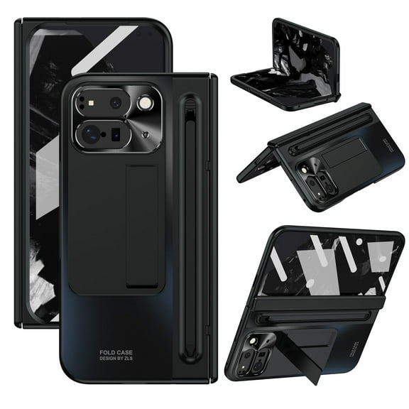 for Google Pixel 9 Pro 10 Pro Fold Case with Pen & Pen Slot,Stand Hinge Protection Anti-Fingerprint Screen Protector Case