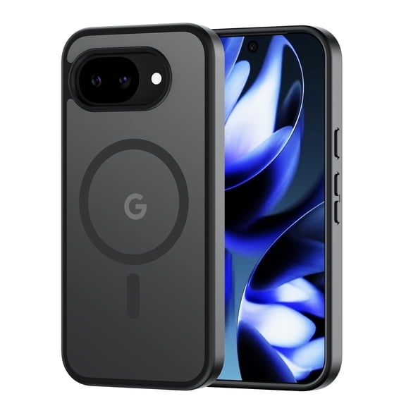 for Google Pixel 9A Case Compatible with MagSafe, Translucent Matte Shockproof Phone Case Cover - Black