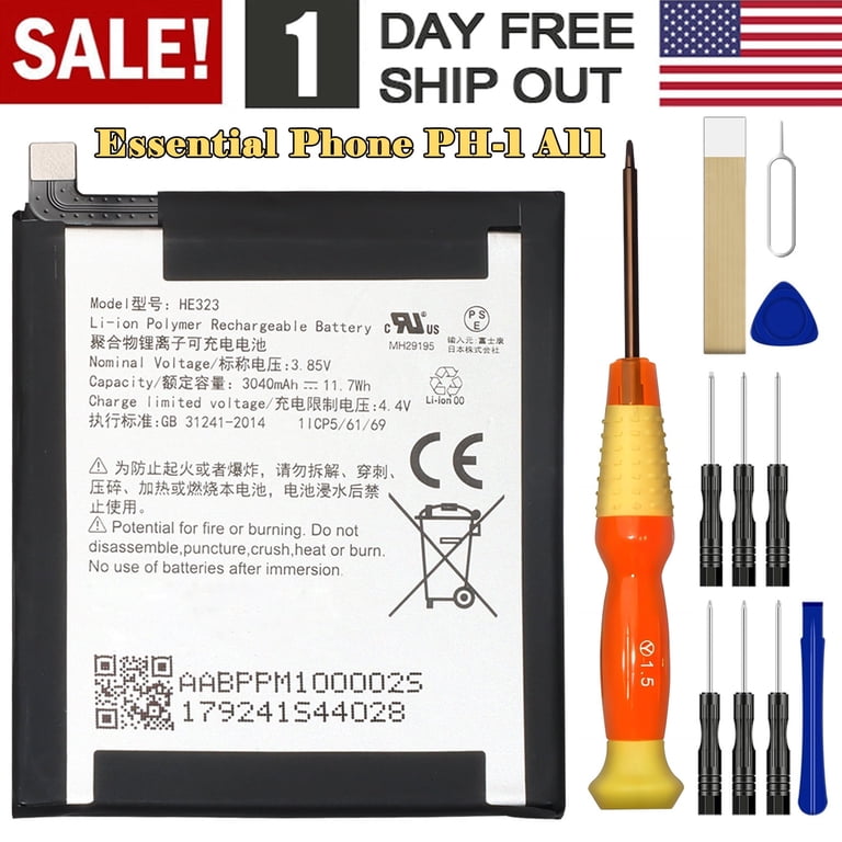 Replacement Battery & Tool Kit For Essential Phone PH-1 A11 - 3040mAh Battery (HE323)